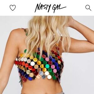 Nasty Gal Rainbow Sequin Disc Camisole | OS